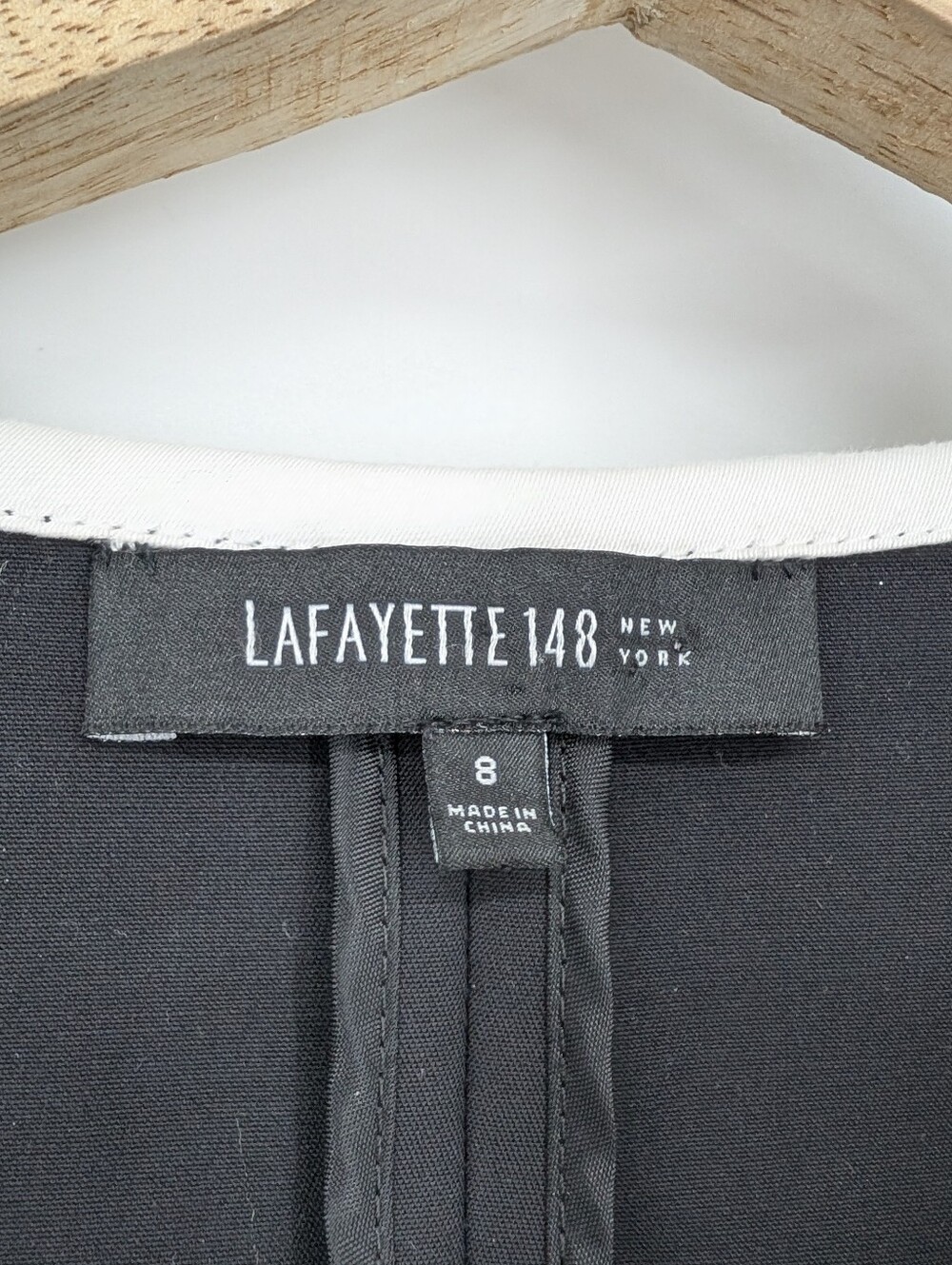 LAFAYETTE 148 New York Sleeveless Zip Front Sheath Dress Black White 8 Office - Picture 5 of 6